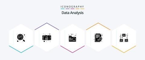 Les données une analyse 25 glyphe icône pack comprenant temps. organigramme. croissance. données. serveur vecteur