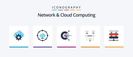 réseau et nuage l'informatique plat 5 icône pack comprenant stockage. données. disque. l'informatique. partage. Créatif Icônes conception vecteur