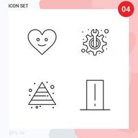 mobile interface ligne ensemble de 4 pictogrammes de l'amour pyramide entretien réparer dispositif modifiable vecteur conception éléments