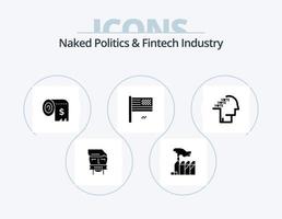 nu politique et fintech industrie glyphe icône pack 5 icône conception. déclin. américain rêve. intérêt. finance. frais vecteur