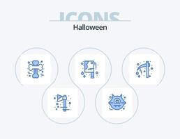 Halloween bleu icône pack 5 icône conception. Halloween. hache. traverser os. Halloween Boucher couteau. sanglant couteau vecteur