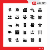 25 Créatif Icônes moderne panneaux et symboles de achats acheter journal noir Vendredi fermer à clé modifiable vecteur conception éléments