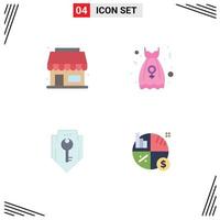 pack de 4 Créatif plat Icônes de magasin protection vêtements femmes bouclier modifiable vecteur conception éléments