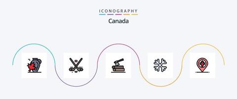 Canada ligne rempli plat 5 icône pack comprenant Canada. neige flocons. glace. neige. Charpente vecteur