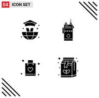 4 Créatif Icônes moderne panneaux et symboles de monde magasin walkie radio FAQ modifiable vecteur conception éléments