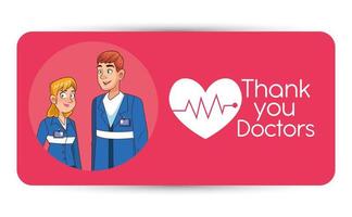 paramédicaux professionnels couple avatars personnages vecteur