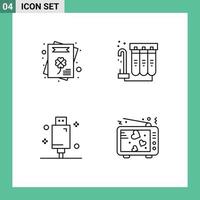 Stock vecteur icône pack de 4 ligne panneaux et symboles pour des cultures électrique filtre l'eau équipement modifiable vecteur conception éléments