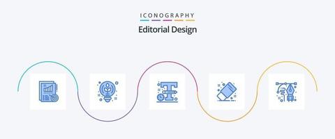 éditorial conception bleu 5 icône pack comprenant conception. outil. conception. bureau. dessiner vecteur