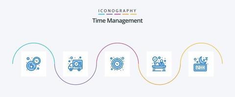 temps la gestion bleu 5 icône pack comprenant réception. Hôtel. horloge. devant. minuteur vecteur