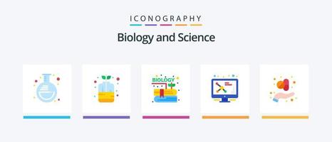 la biologie plat 5 icône pack comprenant capsule. molécule. livre. filtrer. atome. Créatif Icônes conception vecteur