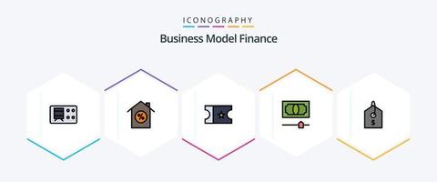 la finance 25 ligne remplie icône pack comprenant . espèces. . produit vecteur