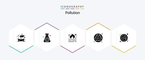 la pollution 25 glyphe icône pack comprenant co gaz. pollution. brûler. danger. fumée vecteur