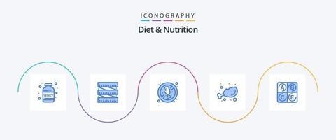 régime et nutrition bleu 5 icône pack comprenant santé. régime. régime. frais. régime vecteur