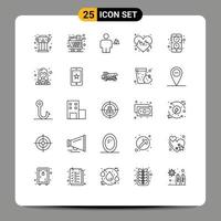 universel icône symboles groupe de 25 moderne lignes de ligne battre achats terre pays modifiable vecteur conception éléments