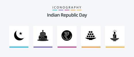 Indien république journée glyphe 5 icône pack comprenant dessert. bol. entreprise. commerce. inr. Créatif Icônes conception vecteur