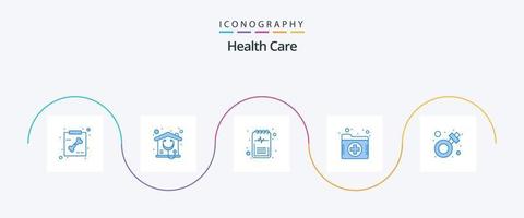 santé se soucier bleu 5 icône pack comprenant genre. dossier. diagnostic. enregistrer. fichier vecteur