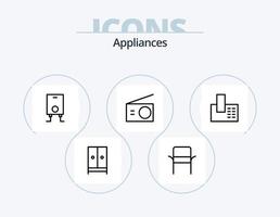 appareils électroménagers ligne icône pack 5 icône conception. fer. appareils électroménagers. chaleur. ménage. meubles vecteur