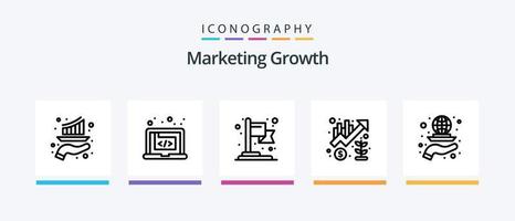 commercialisation croissance ligne 5 icône pack comprenant grandir. investissement. document. croissance. argent. Créatif Icônes conception vecteur