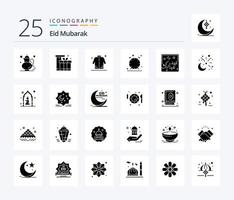 eid mubarak 25 solide glyphe icône pack comprenant temps. alarme. aïd. aïd. homme vecteur