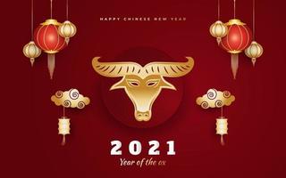 nouvel an chinois 2021 année du bœuf vecteur