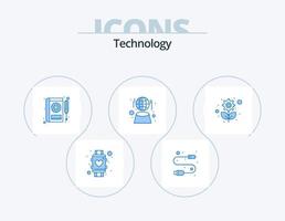 La technologie bleu icône pack 5 icône conception. réseau. globe. fil. numérique. réparation vecteur