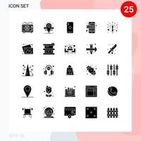 25 solide glyphe concept pour sites Internet mobile et applications pétard massage échelle email retour côté modifiable vecteur conception éléments