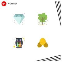 pack de 4 Créatif plat Icônes de diamant la musique arbre la nature fête modifiable vecteur conception éléments