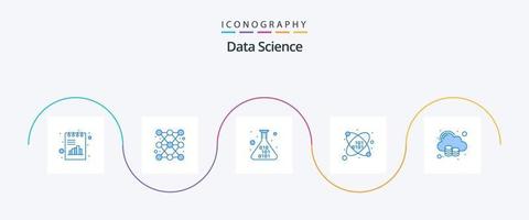 Les données science bleu 5 icône pack comprenant nuage. science. doubler. essentiel. code vecteur