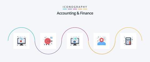 comptabilité et la finance plat 5 icône pack comprenant comptabilité. projet. se concentrer. planification. vivre vecteur