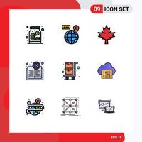 pack de 9 Créatif ligne remplie plat couleurs de achats Chariot santé Canada journée livre modifiable vecteur conception éléments