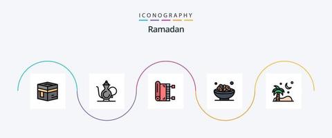 Ramadan ligne rempli plat 5 icône pack comprenant Islam. bol. Ramadan. Ramadan. musulman vecteur