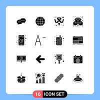 16 solide glyphe concept pour sites Internet mobile et applications ui vérifier Sein cancer app nuit modifiable vecteur conception éléments
