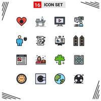 Stock vecteur icône pack de 16 ligne panneaux et symboles pour homme soutien production la communication jouer modifiable Créatif vecteur conception éléments
