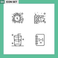 modifiable vecteur ligne pack de 4 Facile ligne remplie plat couleurs de la gestion verre temps construction l'eau modifiable vecteur conception éléments