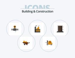 bâtiment et construction plat icône pack 5 icône conception. construction. industrie. camion. jauge. construction vecteur