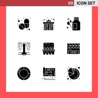 groupe de 9 solide glyphes panneaux et symboles pour des œufs cuisson santé type Créatif modifiable vecteur conception éléments