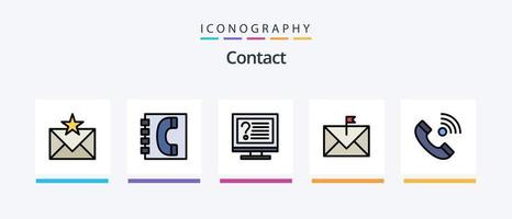 contact ligne rempli 5 icône pack comprenant contact nous. communication. e-mail. globe. contact nous. Créatif Icônes conception vecteur