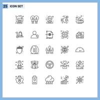 groupe de 25 moderne lignes ensemble pour nourriture bol affaires le volume non modifiable vecteur conception éléments