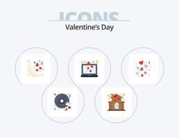 valentines journée plat icône pack 5 icône conception. l'amour. journée. lune. romance. portable vecteur