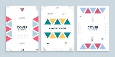 collection de couvertures memphis avec jeu de triangles colorés vecteur