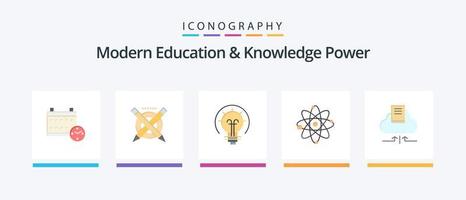 moderne éducation et connaissance Puissance plat 5 icône pack comprenant La Flèche. laboratoire. ampoule. molécule. atome. Créatif Icônes conception vecteur