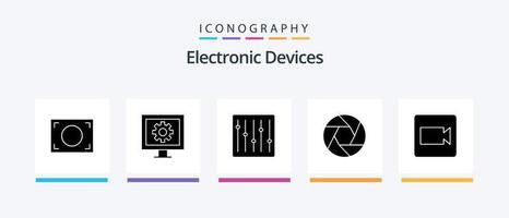 dispositifs glyphe 5 icône pack comprenant vidéo. caméra. dispositifs. photo. caméra. Créatif Icônes conception vecteur