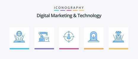 numérique commercialisation et La technologie bleu 5 icône pack comprenant hologramme. arbre. ambiant. entreprise. croissance. Créatif Icônes conception vecteur
