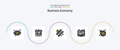 économie ligne rempli plat 5 icône pack comprenant dollar. bombe explosion. économie. filtrer. argent vecteur