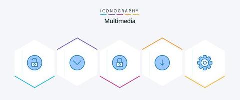multimédia 25 bleu icône pack comprenant médias. téléchargements. serrure. télécharger. La Flèche vecteur