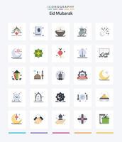 Créatif eid mubarak 25 plat icône pack tel comme qehwa. thé. musulman. lumière. dia vecteur