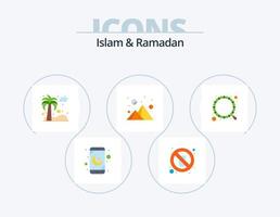 Islam et Ramadan plat icône pack 5 icône conception. musulman. le coucher du soleil. Rendez-vous. soir. nuage vecteur