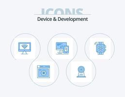 dispositif et développement bleu icône pack 5 icône conception. main montre. cellule. ordinateur. mobile. ordinateur vecteur