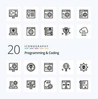 20 programmation et codage ligne icône pack comme développement navigateur développement programmation développer vecteur