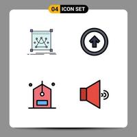 moderne ensemble de 4 ligne remplie plat couleurs et symboles tel comme Éditer vérifier redimensionner utilisateur compteur modifiable vecteur conception éléments